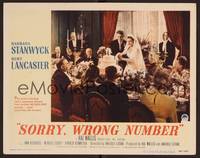 1z579 SORRY WRONG NUMBER LC #8 '48 Burt Lancaster & bride Barbara Stanwyck cut wedding cake!