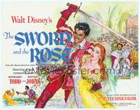 1z102 SWORD & THE ROSE TC '53 Disney, art of Richard Todd swinging sword & holding Glynis Johns!