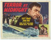 1z103 TERROR AT MIDNIGHT TC '56 Scott Brady, Joan Vohs, film noir, cool car crash art!