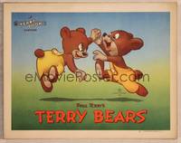 1z606 TERRY-TOON LC #4 '46 great cartoon image of Paul Terry's Terry Bears high-fiving!