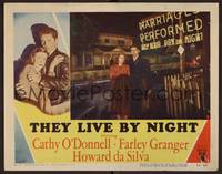 1z614 THEY LIVE BY NIGHT LC #8 '48 Nicholas Ray, best c/u of Granger & O'Donnell by wedding chapel