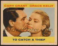 1z621 TO CATCH A THIEF LC #5 '55 best close up art of Grace Kelly & Cary Grant, Alfred Hitchcock