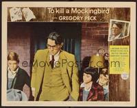 1z623 TO KILL A MOCKINGBIRD LC #1 '63 close up of worried Gregory Peck with Jem, Scout, and Dill!