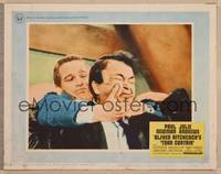 1z626 TORN CURTAIN LC #4 '66 c/u of Paul Newman trying to break guy's neck, Alfred Hitchcock