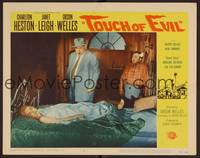 1z629 TOUCH OF EVIL LC #6 '58 bloated Orson Welles with cigar stands over unconscious Janet Leigh!
