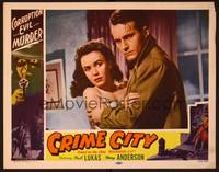 1z649 WHISPERING CITY LC R52 close up of Helmut Dantine & Mary Anderson in Crime City!