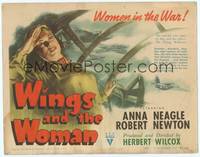 1z118 WINGS & THE WOMAN TC '42 art of Anna Neagle playing Amy Johnson, famous female aviator!