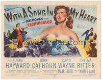 1z119 WITH A SONG IN MY HEART TC '52 artwork of elegant Susan Hayward as singer Jane Froman!