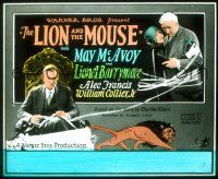 2a140 LION & THE MOUSE glass slide '28 May McAvoy, Lionel Barrymore, cool animal border art!