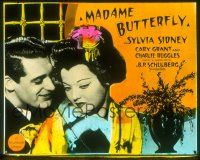 2a141 MADAME BUTTERFLY style B glass slide '32 great close up of Asian Sylvia Sidney & Cary Grant!