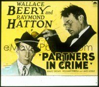 2a146 PARTNERS IN CRIME style B glass slide '28 wacky image of Wallace Beery & Raymond Hatton!