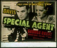 2a154 SPECIAL AGENT glass slide '35 Bette Davis & George Brent in 1st story of Uncle Sam's T-Men!
