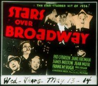 2a156 STARS OVER BROADWAY glass slide '35 Pat O'Brien, Jane Froman & opera singer James Melton!
