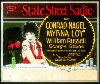 2a157 STATE STREET SADIE glass slide '28 art of pretty Myrna Loy in her first speaking role!