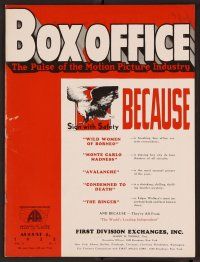 2a041 BOX OFFICE exhibitor magazine August 4, 1932 Doctor X, Jewel Robbery + much more!