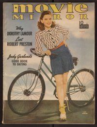 2a100 MOVIE MIRROR magazine August 1940 portrait of Judy Garland with bicycle by Paul Duval!
