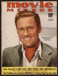 2a093 MOVIE MIRROR magazine January 1940 smiling Errol Flynn gives Xmas gift advice!