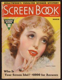 2a071 SCREEN BOOK magazine March 1937 wonderful artwork of pretty Loretta Young by Mozert!