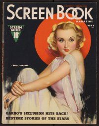 2a073 SCREEN BOOK magazine May 1937 wonderful artwork of beautiful Carole Lombard by Mozert!