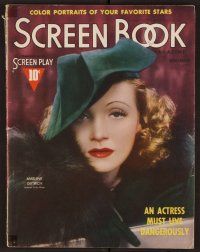 2a079 SCREEN BOOK magazine November 1937 great close up of glamorous Marlene Dietrich!