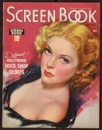 2a077 SCREEN BOOK magazine September 1937 best sexy art portrait of Alice Faye by Mozert!