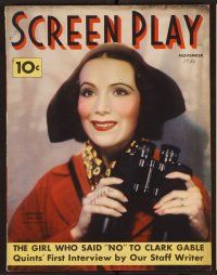 2a067 SCREEN PLAY magazine November 1936 Dolores Del Rio with binoculars by Edwin Bower Hesser!