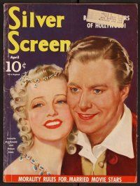 2a084 SILVER SCREEN magazine April 1940 art of Jeanette MacDonald & Nelson Eddy by Marland Stone!
