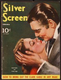2a082 SILVER SCREEN magazine February 1940 art of Clark Gable & Vivien Leigh by Marland Stone!