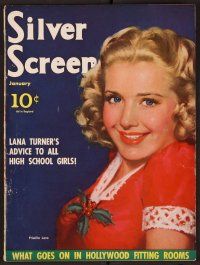 2a081 SILVER SCREEN magazine January 1940 great artwork of Priscilla Lane by Marland Stone!