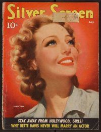 2a087 SILVER SCREEN magazine July 1940 wonderful artwork of Loretta Young by Marland Stone!