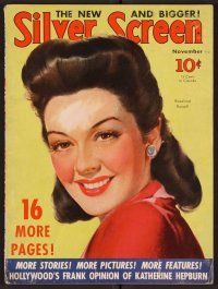 2a091 SILVER SCREEN magazine November 1940 great art of Rosalind Russell by Marland Stone!