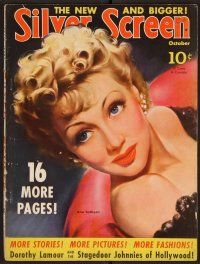 2a090 SILVER SCREEN magazine October 1940 art of sexy Ann Sothern by Marland Stone!