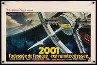 2b002 2001: A SPACE ODYSSEY Belgian '68 Stanley Kubrick, art of space wheel by Bob McCall!