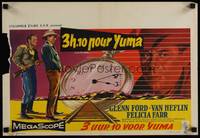 2b004 3:10 TO YUMA Belgian '57 art of Glenn Ford & Van Heflin, from Elmore Leonard's story!