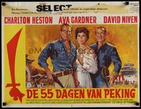 2b008 55 DAYS AT PEKING Belgian '63 art of Charlton Heston, Ava Gardner & David Niven!