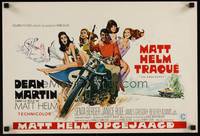2b020 AMBUSHERS Belgian '67 art of Dean Martin as Matt Helm with sexy Slaygirls on motorcycle!