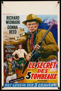 2b029 BACKLASH Belgian '56 great art of cowboy Richard Widmark, Donna Reed!