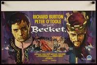 2b035 BECKET Belgian '64 great Ray artwork of Richard Burton in the title role, Peter O'Toole!