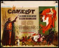 2b059 CAMELOT Belgian '68 Ray art of Harris as King Arthur, Vanessa Redgrave as Guenevere!