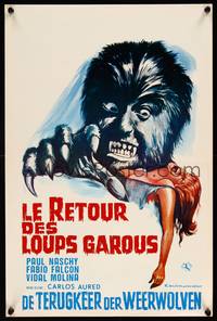 2b095 CURSE OF THE DEVIL Belgian '73 great horror artwork of werewolf & sexy girl!