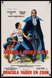 2b110 DRACULA & SON Belgian '76 wacky art of Christopher Lee & his vampire son by Berry!