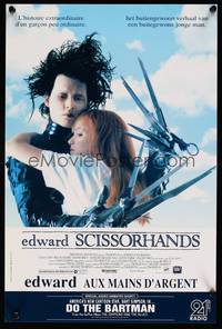 2b117 EDWARD SCISSORHANDS Belgian '90 Tim Burton classic, close up of scarred Johnny Depp!
