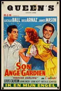 2b132 FOREVER DARLING Belgian '56 art of James Mason, Desi Arnaz & Lucille Ball, I Love Lucy!