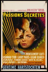 2b140 FREUD Belgian '63 John Huston directed, Montgomery Clift, Susannah York, The Secret Passion!