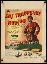 2b176 HUDSON'S BAY Belgian '40s cool full-length artwork of pioneer trapper Paul Muni!