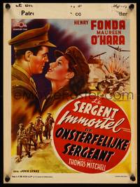 2b182 IMMORTAL SERGEANT Belgian '40s cool art of soldier Henry Fonda & romancing Maureen O'Hara!