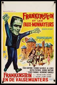 2b245 MUNSTER GO HOME Belgian '66 great art of Fred Gwynn & entire wacky monster family!