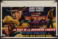 2b254 NIGHT PASSAGE Belgian '57 cool western artwork of Jimmy Stewart & Audie Murphy!