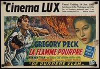 2b293 PURPLE PLAIN Belgian '55 great different artwork of Gregory Peck, written by Eric Ambler!