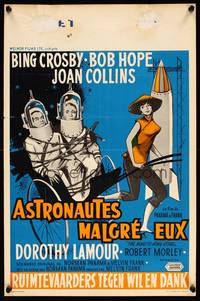 2b307 ROAD TO HONG KONG Belgian '62 wacky art of Bob Hope, Bing Crosby, & Joan Collins!